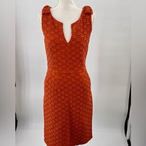 Anthropologie Tabitha Basket Weave Dress  2 Brown Orange Sheath Sleeveless Dress